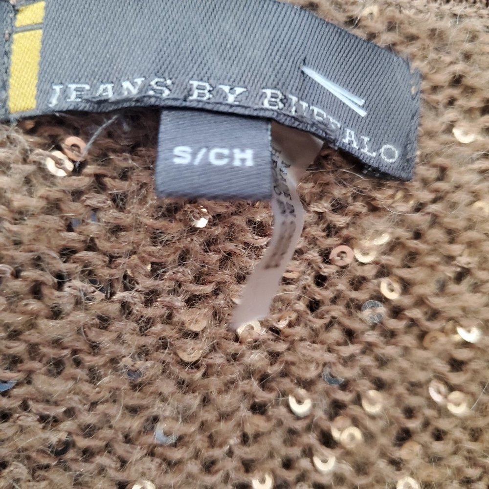 I Jeans by Buffalo Sequin Neutral V-Neck Sweater SZ SM - Picture 5 of 9